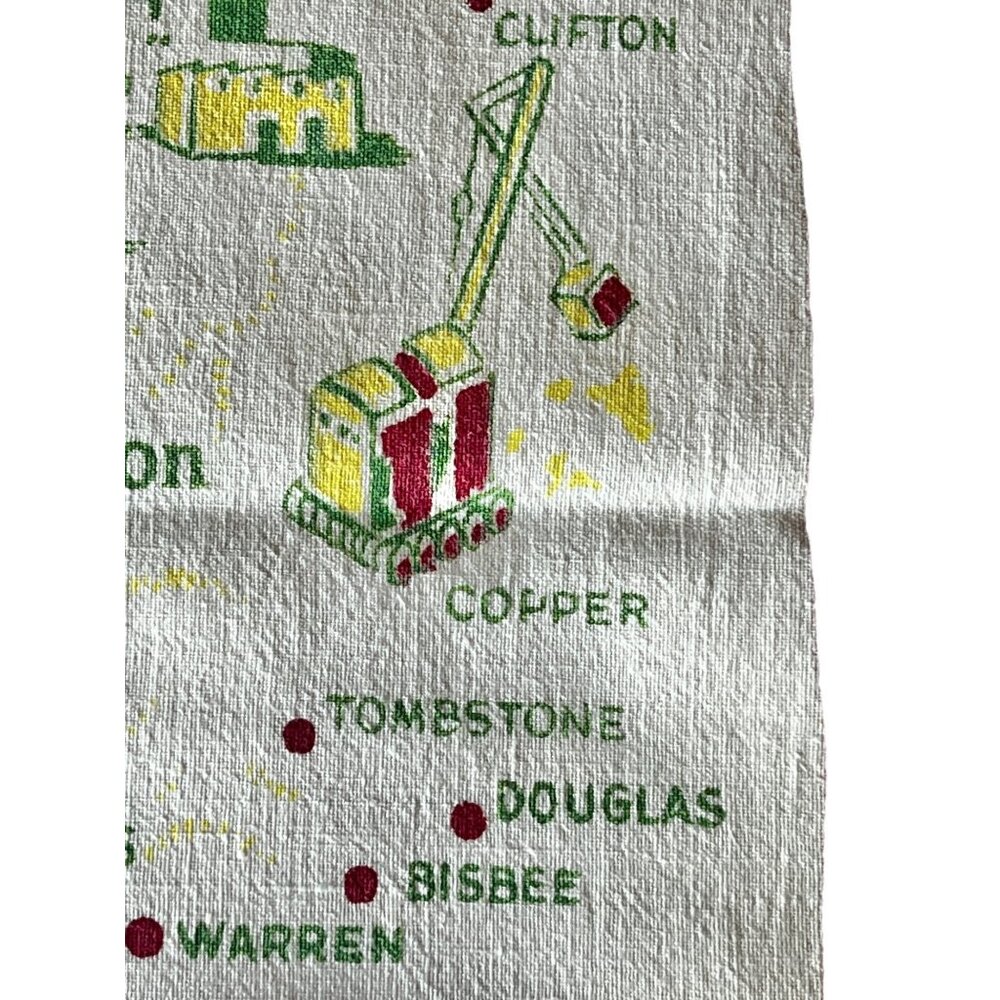 Vintage Arizona Map Tablecloth 39"x30" Cotton Linen Blend Southwest Decor Collec - Picture 4 of 13